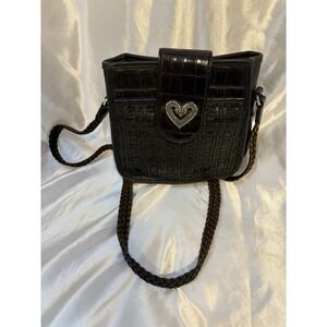 Brighton "Gloria" handbag  purse brown woven leather, Early Vintage